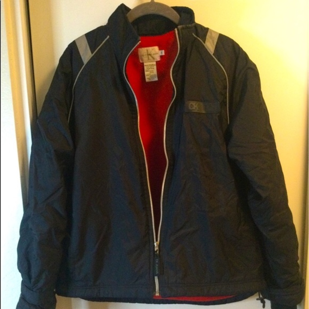 CALVIN KLEIN CK JEANS MENS FLEECE LINED JACKET BLACK SMALL EUC